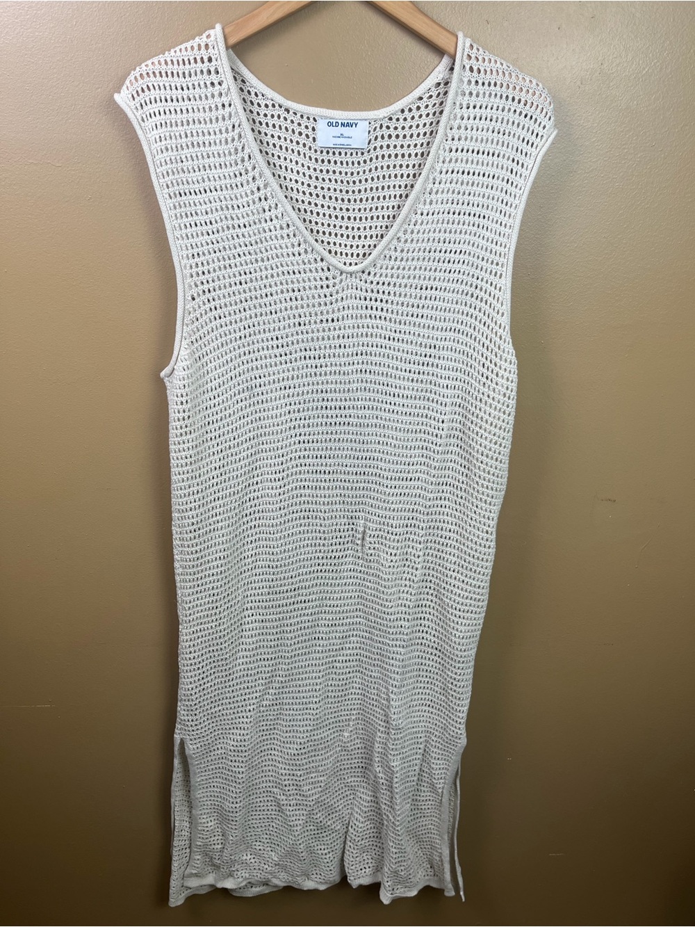 Old Navy Crochet Knit Neutral Midi Dress Cover Up Women's XL